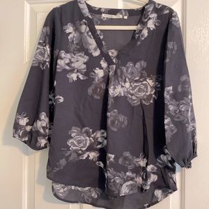 V-neck blouse with floral design